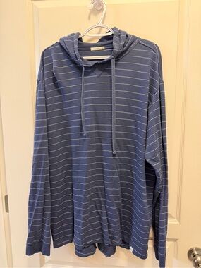 Coast Striped Blue Hooded Long-Sleeve Shirt - Men's XXL